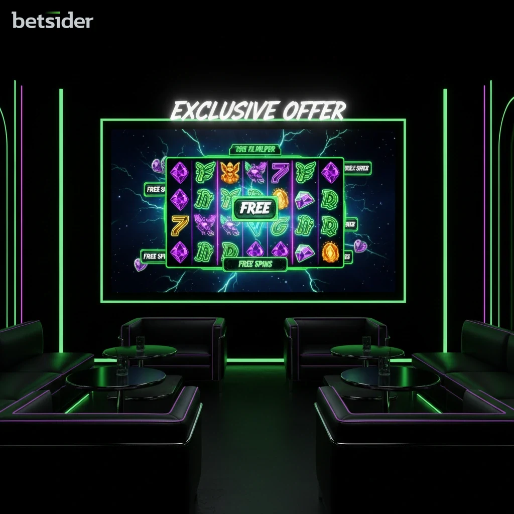 A slot game grid with mythical Greek symbols and a Zeus-like character floating beside it.