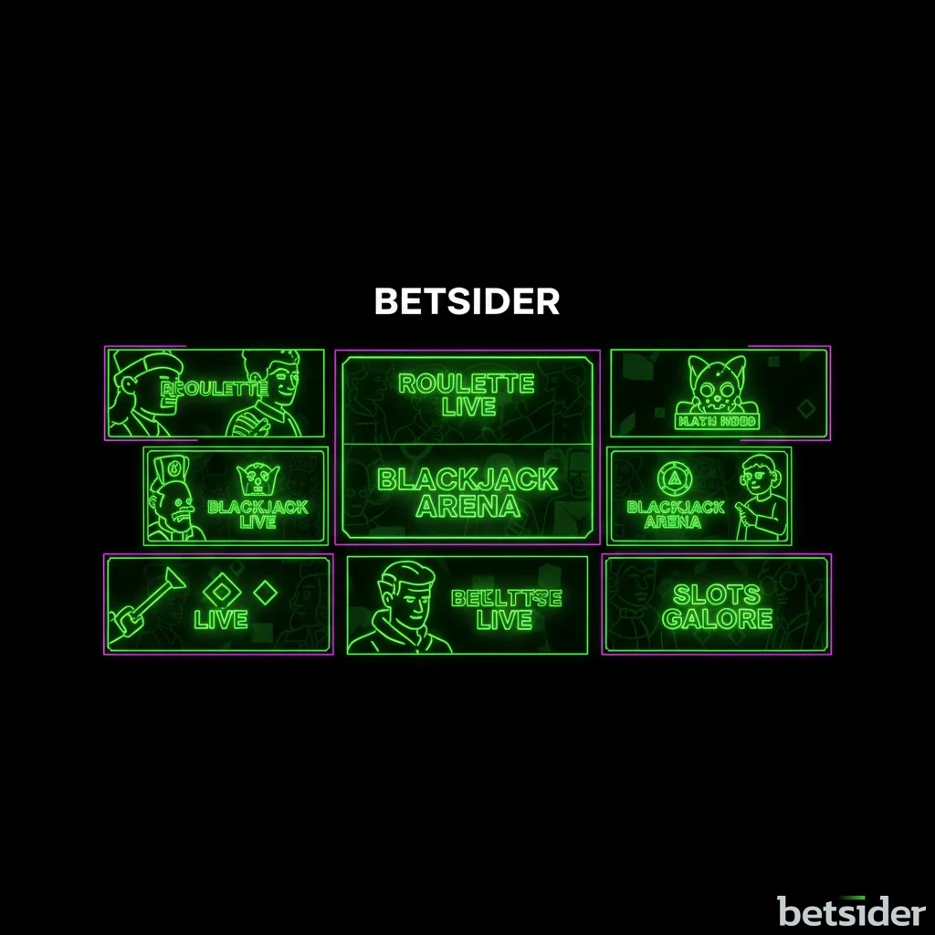 A colourful grid showing various popular online slot games at Betsider.