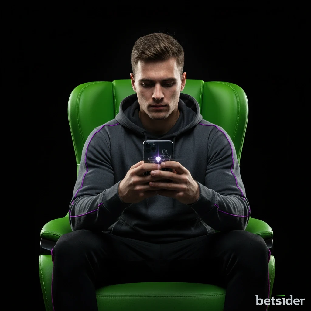 A user placing a bet on a hockey game using the Betsider sportsbook on their smartphone.