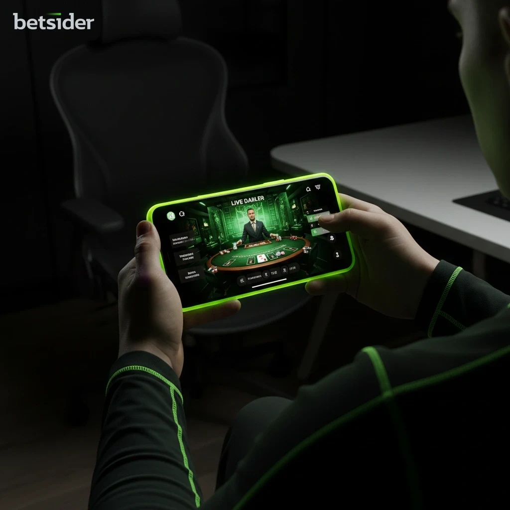Player enjoying a game of live dealer blackjack on a smartphone