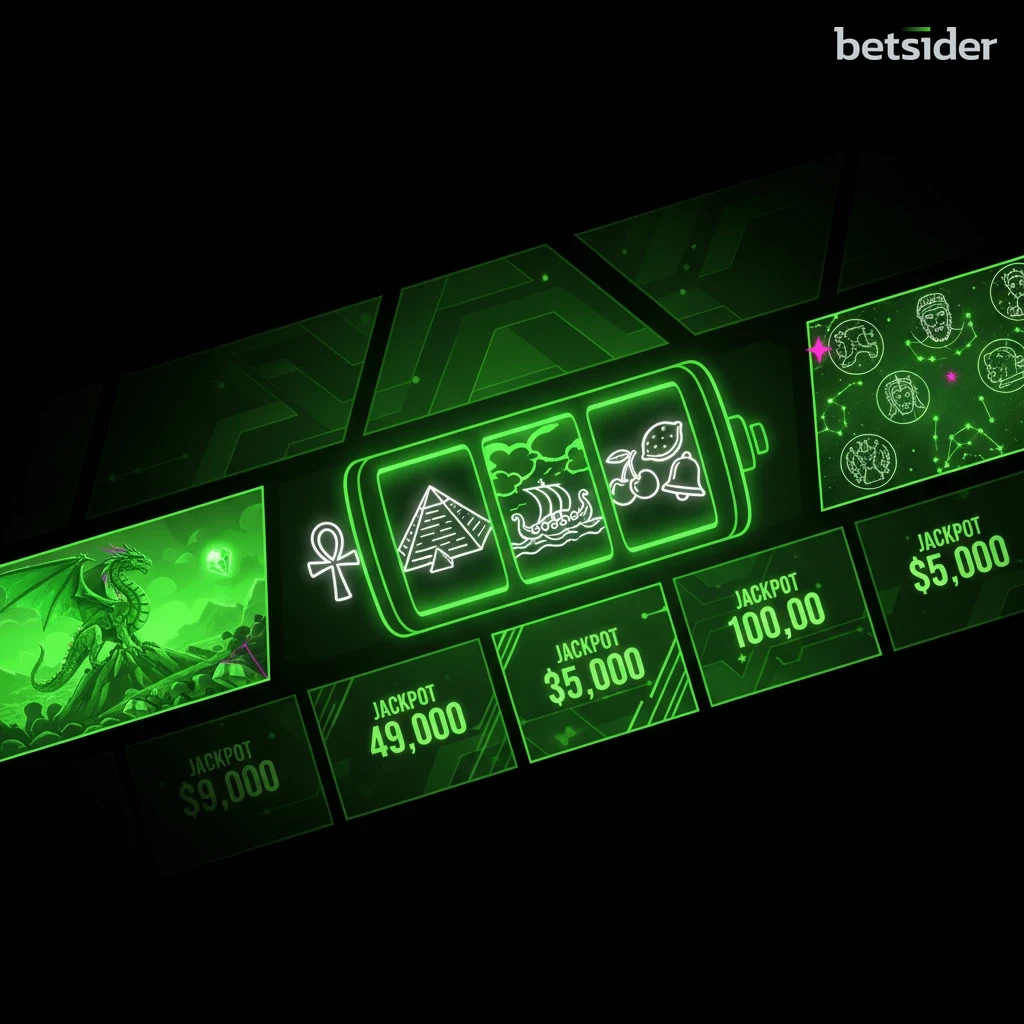 A vibrant collage of popular online slot game icons available at Betsider Casino.